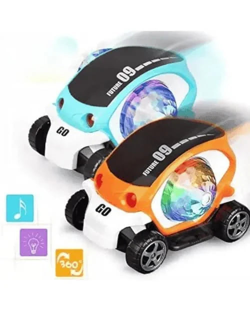 09 Future Car 360° Rotating Toy with Flashing Lights & Music – Fun Light-Up Stunt Car for Kids